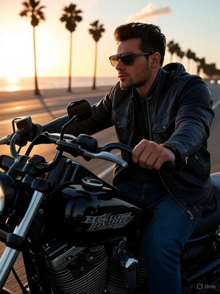 Motorcycle rider on a coastal Florida road near Panama City Beach